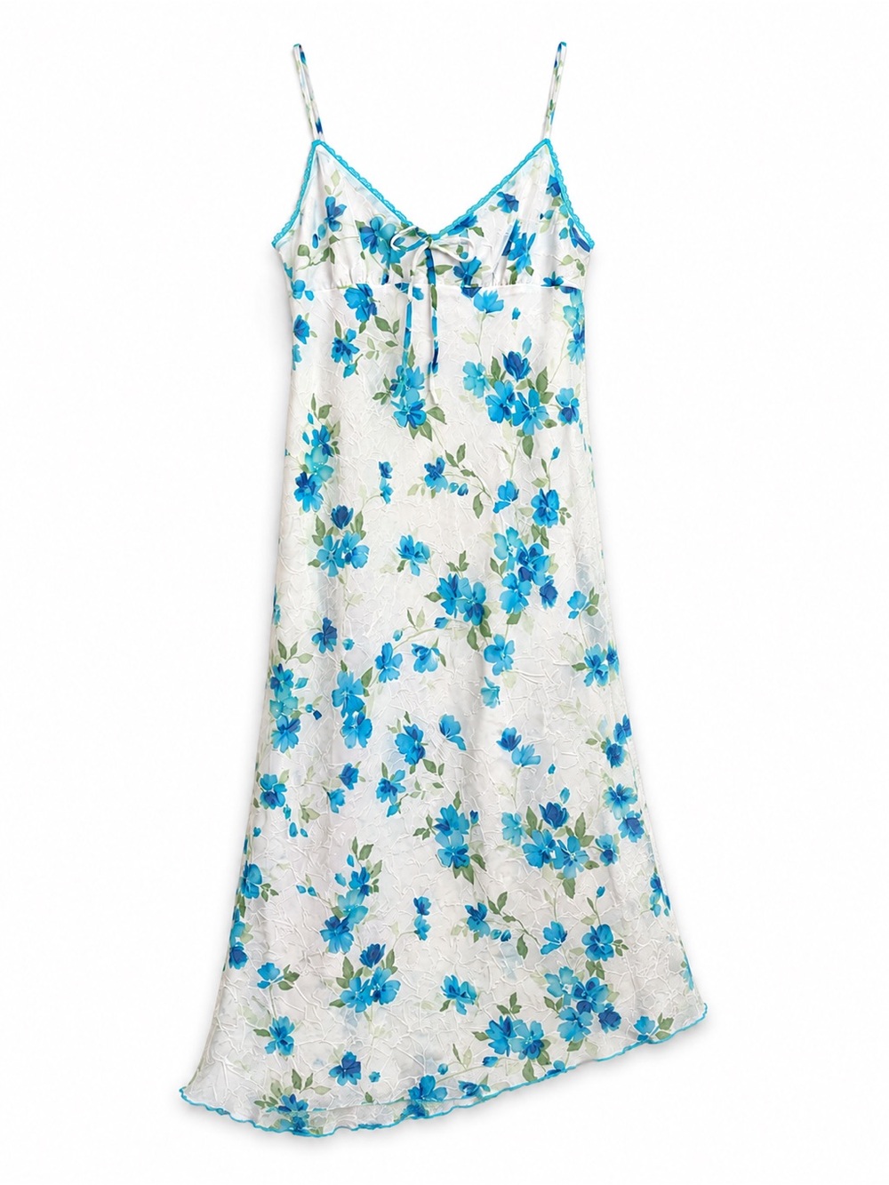Byer Too! Blue Floral Asymmetrical Slip Dress